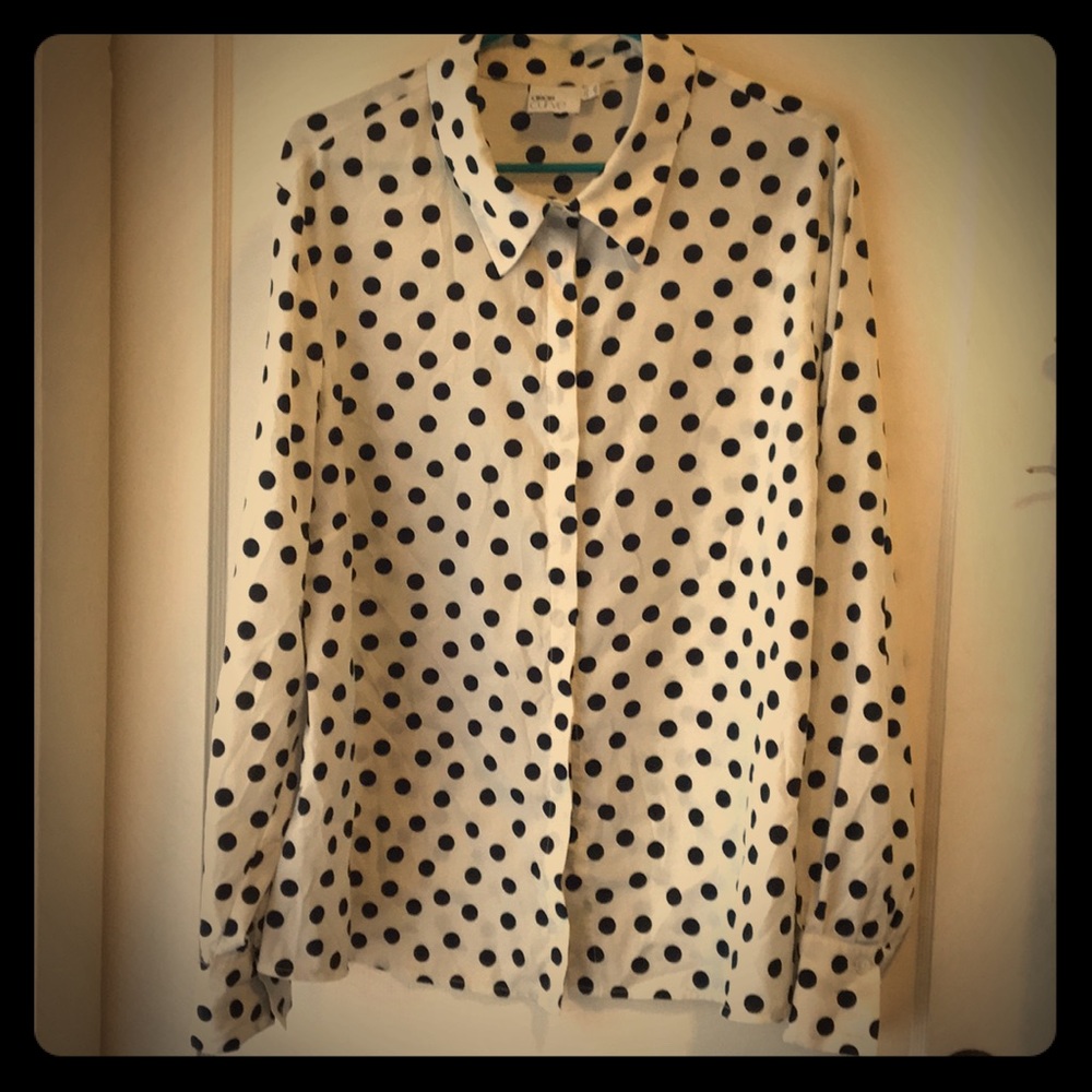 Cream and navy button up shirt